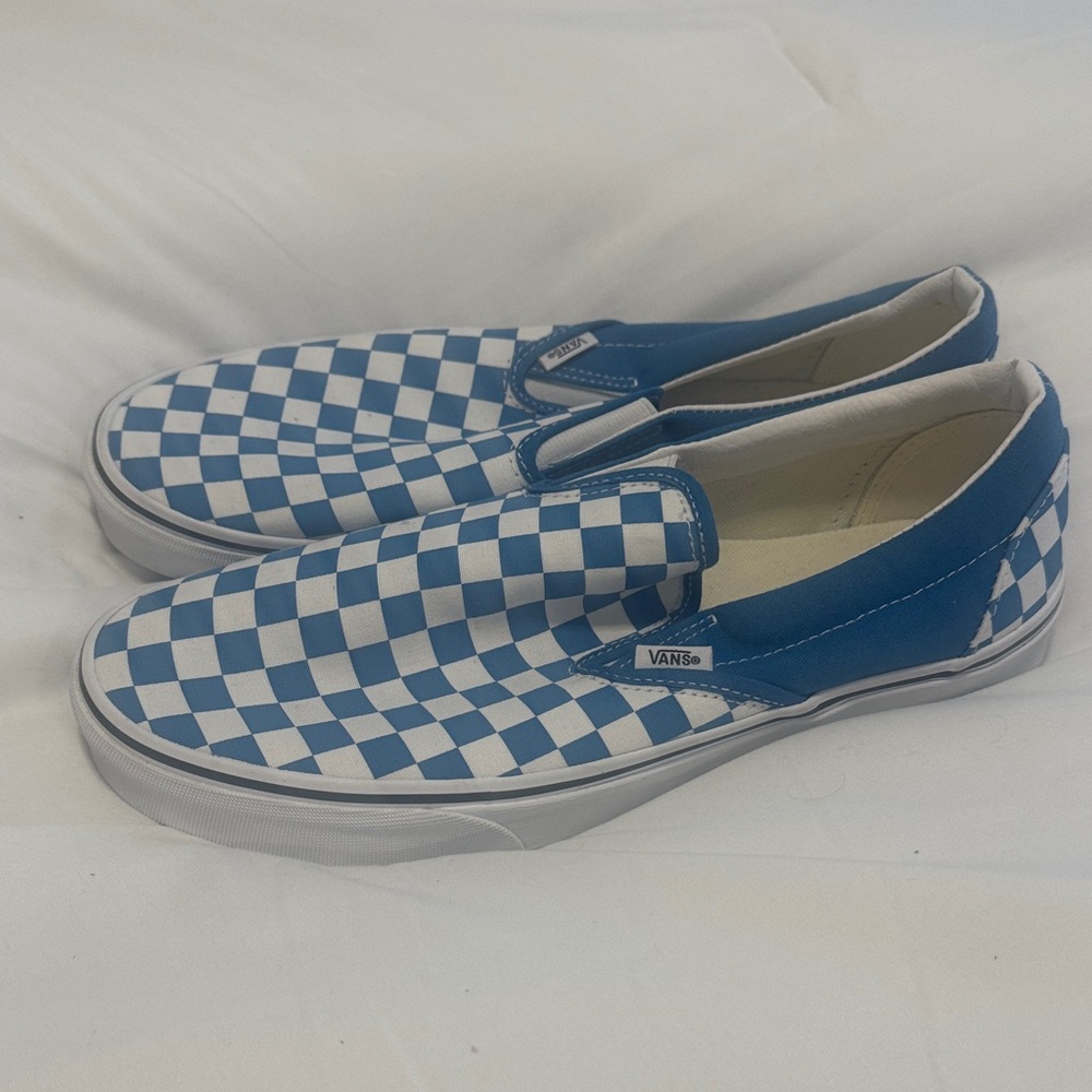 Vans Classic Blue and White Checkered Slip-Ons